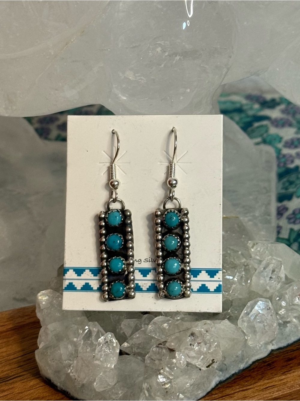 NWT Janice Spencer • Zuni Handmade Kingman Turquoise Snake Eye Earrings